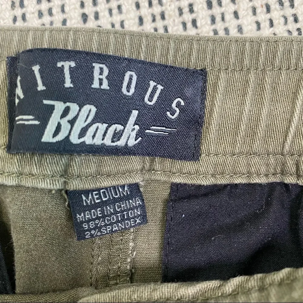 Nitrous Black olive green boys size medium drawstring pull on shorts